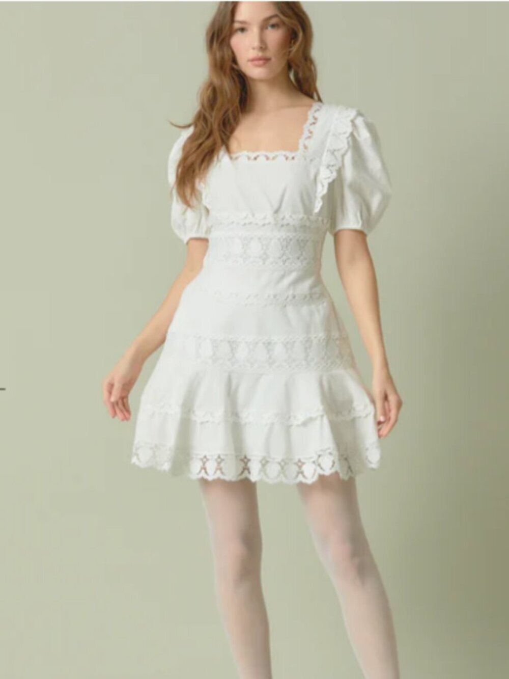 Endless Rose Lace Fit-and-Flare Mini Dress White womens size Medium NWT